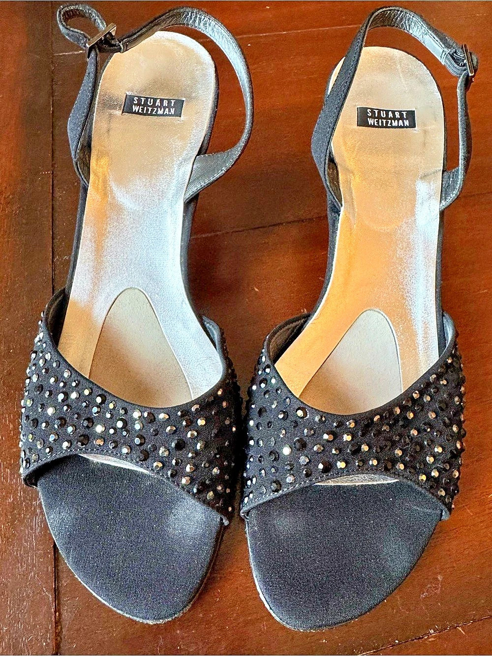 Stuart Weitzman Embellished Black Heels